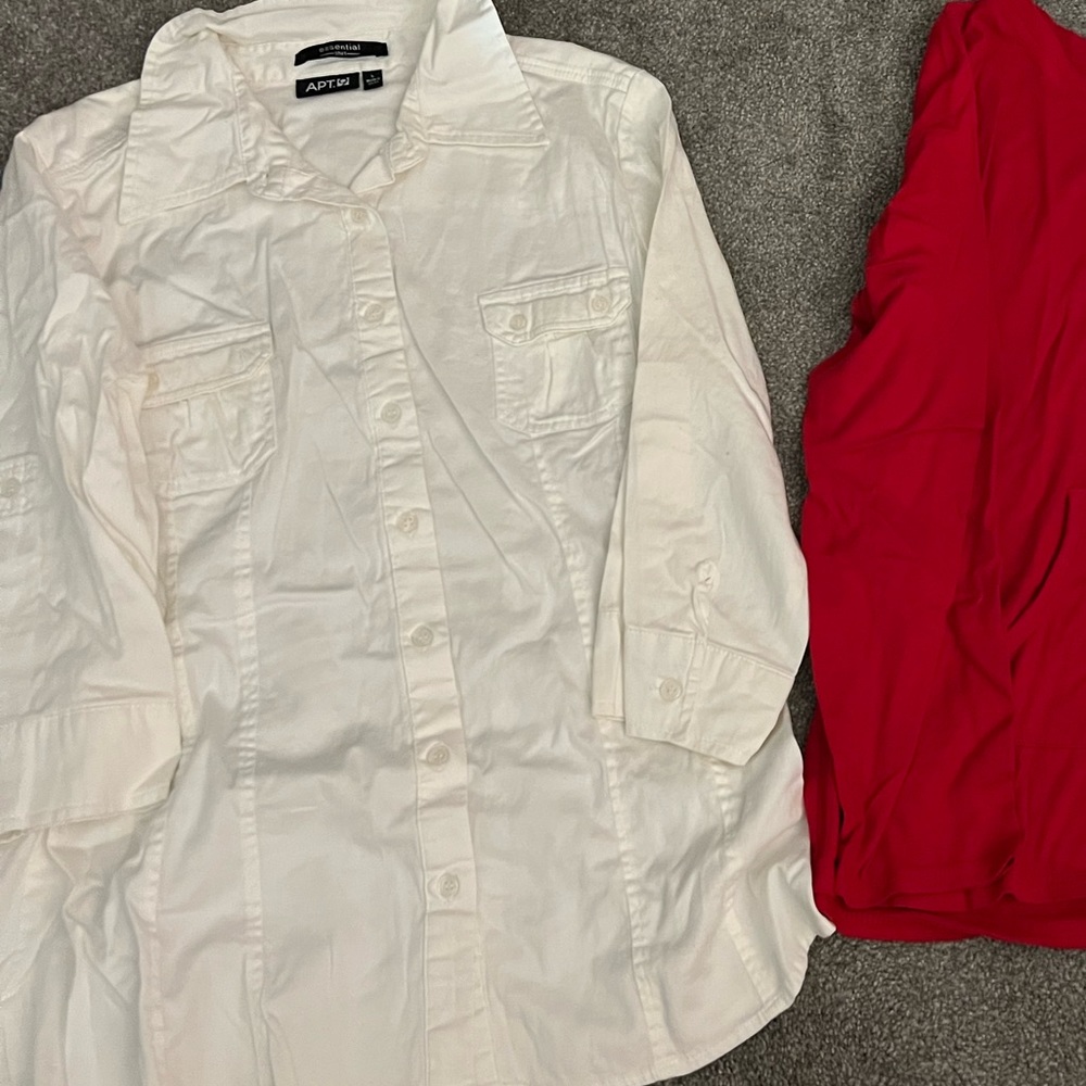 Apt 9 White Collar Button Down 3/4 Sleeve